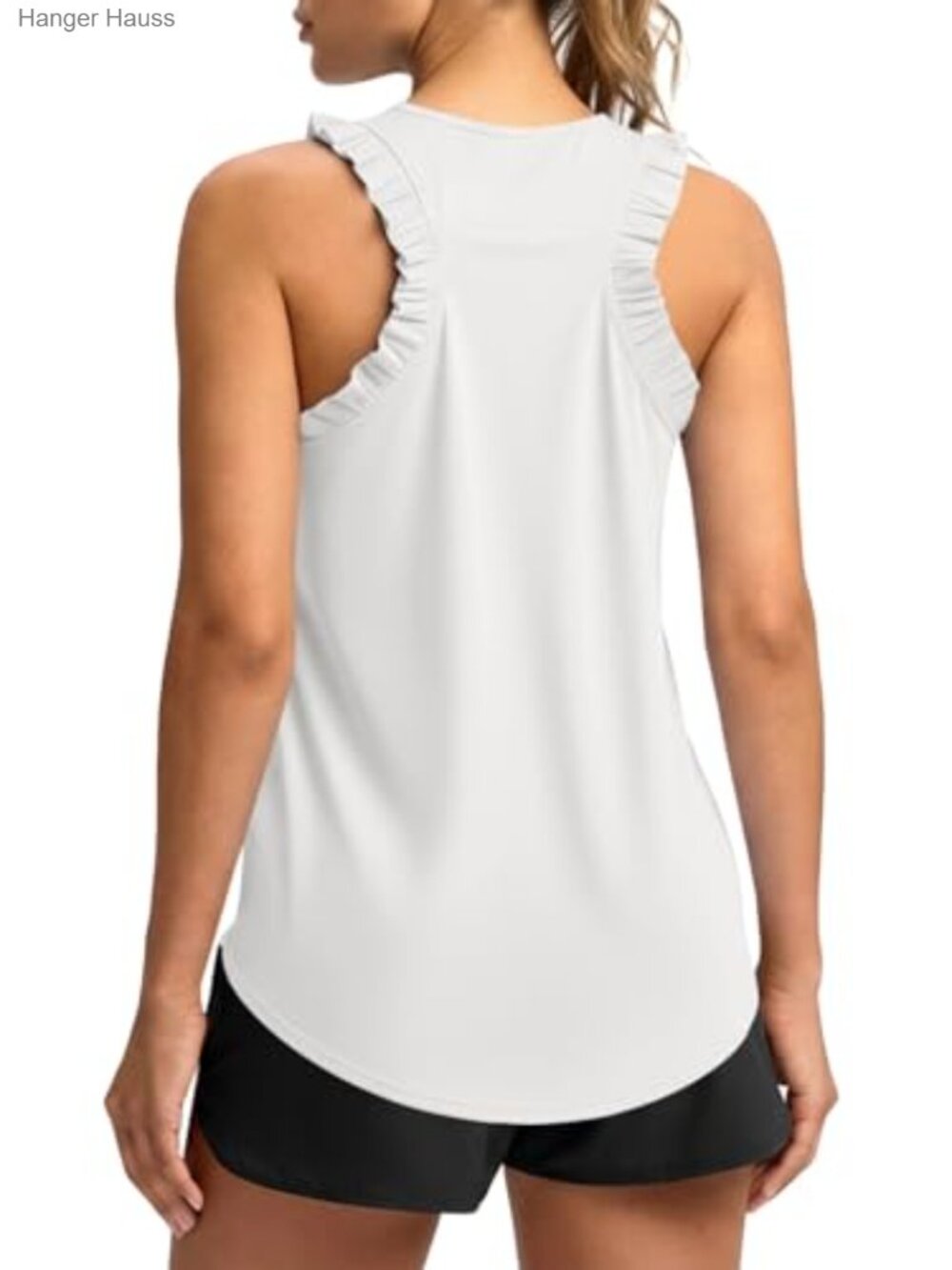 Workout Tank Top Ruffle Sleeveless Athletic Crewneck Loose Fit Yoga Running
